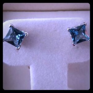 Natural 2.5 ct London Blue Topaz Earrings
